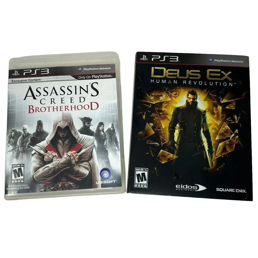 Lot of 2 PS3 Video Games Deus Ex Human Revolution & Assassins Creed Brotherhood